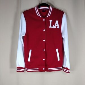 Angel Cult Women’s XS Red White Varsity Jacket LA Streetwear Sporty Casual